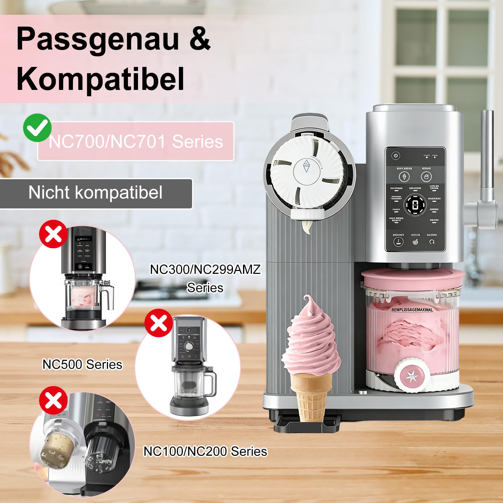 Lot de 4 récipients pour Ninja Swirl Creami - 480 ml - Accessoires pour sorbetière Ninja NC700/NC701 Series - Sans BPA - Passe au lave-vaisselle - Couvercle coloré