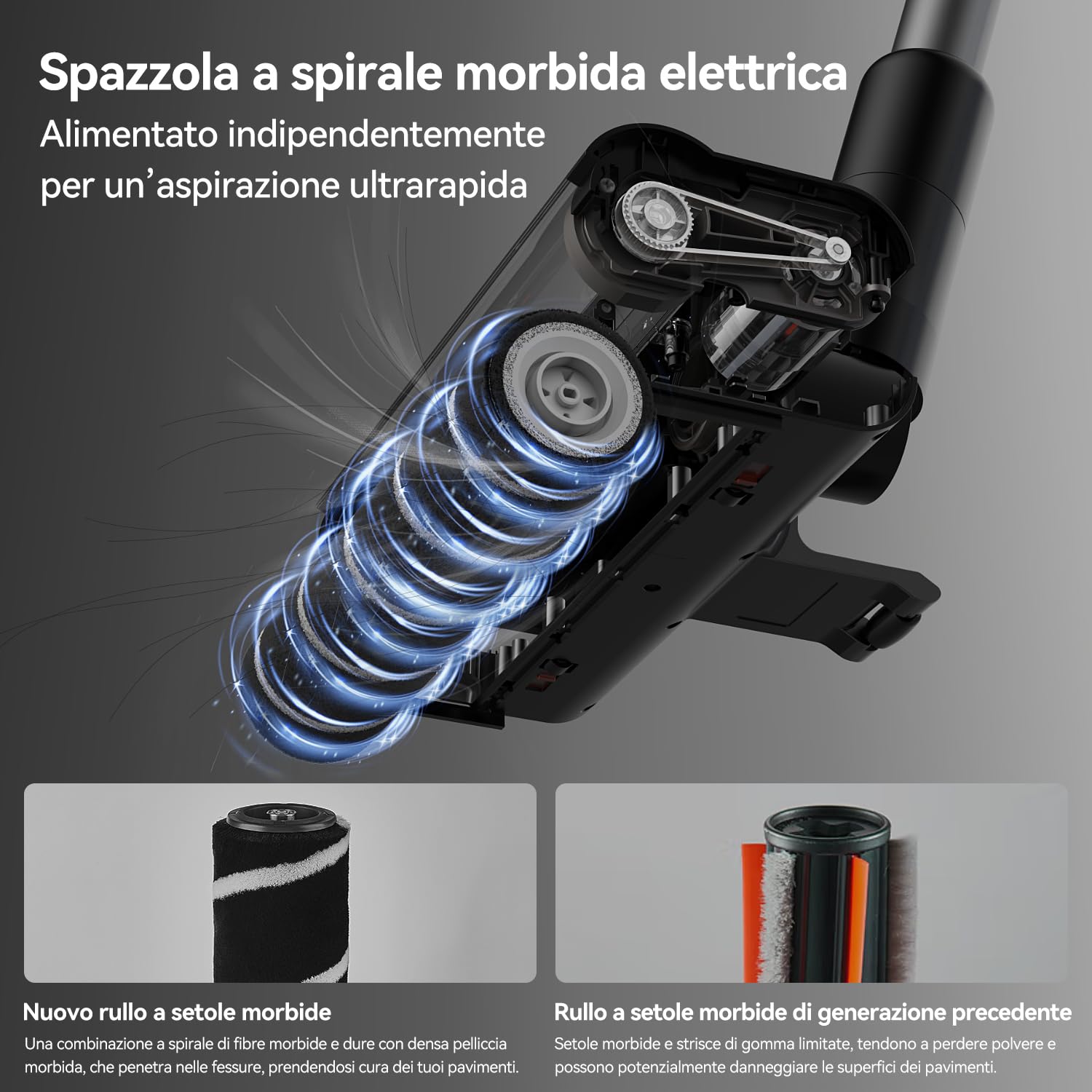 Deerma DEM-T30W Aspirapolvere senza filo 2 in 1 con Rilevamento Ottico della Polvere, Filtro HEPA, 23kPa, 240W e Spazzola Morbida