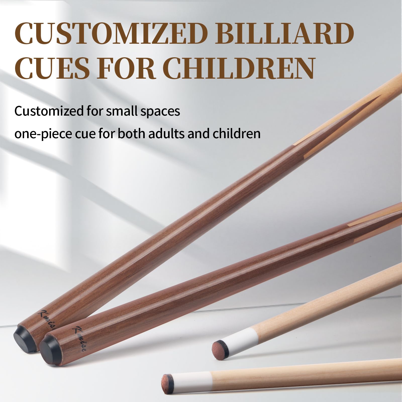 Kmise Bastone per stecca da biliardo in legno, punta da 13 mm, 91,4 cm/106,7 cm/121,9 cm/132,1 cm, bastoncini da biliardo shorty, stecche da biliardo per bambini, adulti, principianti, piccoli spazi