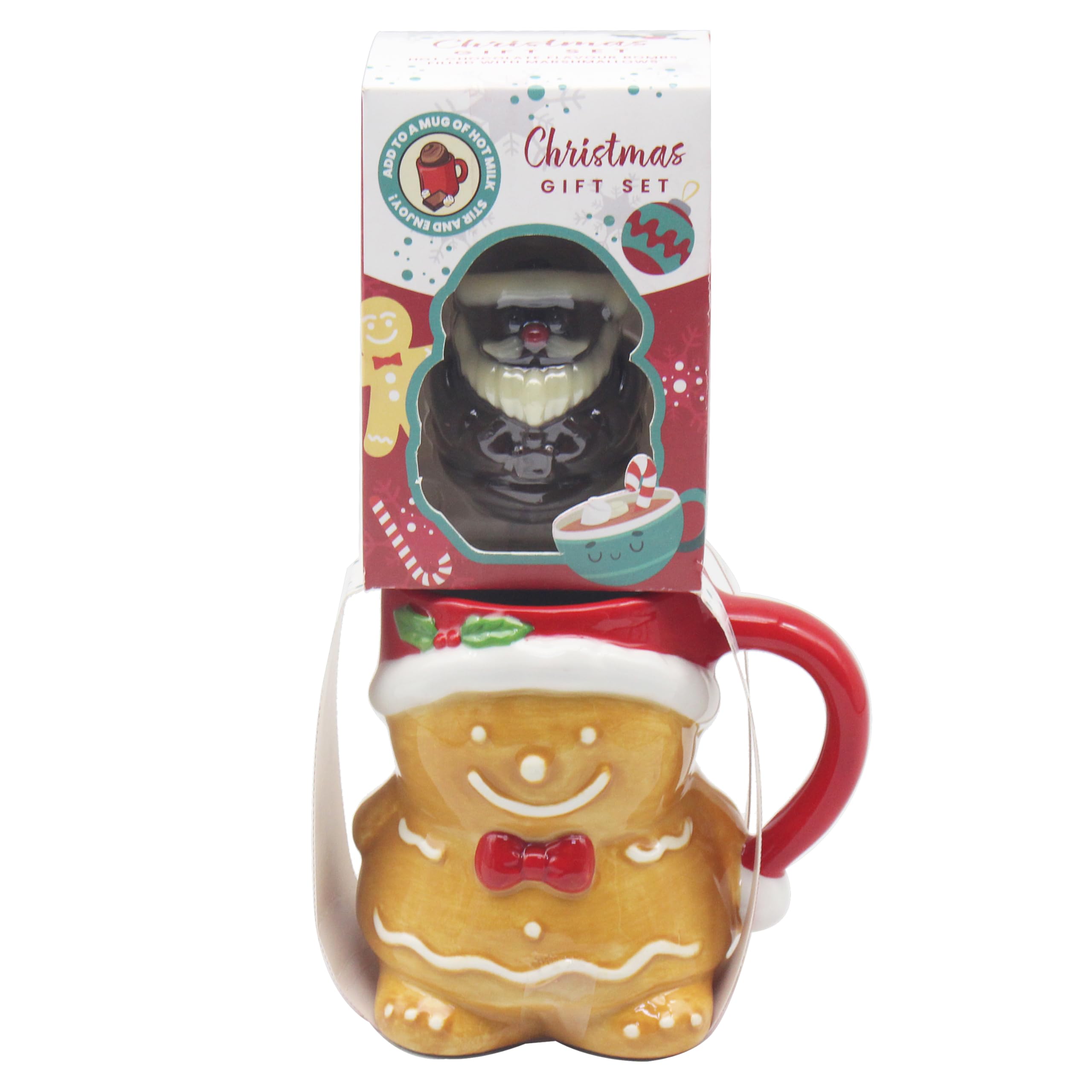 Christmas Gingerbread Man Mug with Hot Chocolate Bomb Gift Set