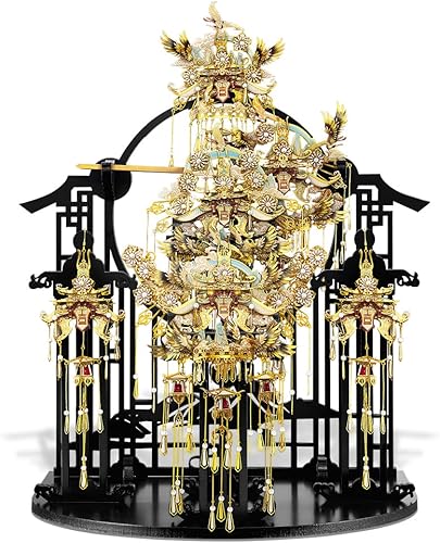 Miniatura 2 de Piececool Soporte de madera negro para modelos de metal 3D, manualidades de bricolaje, conjunto de joyas chinas, kits de construcción de modelos,