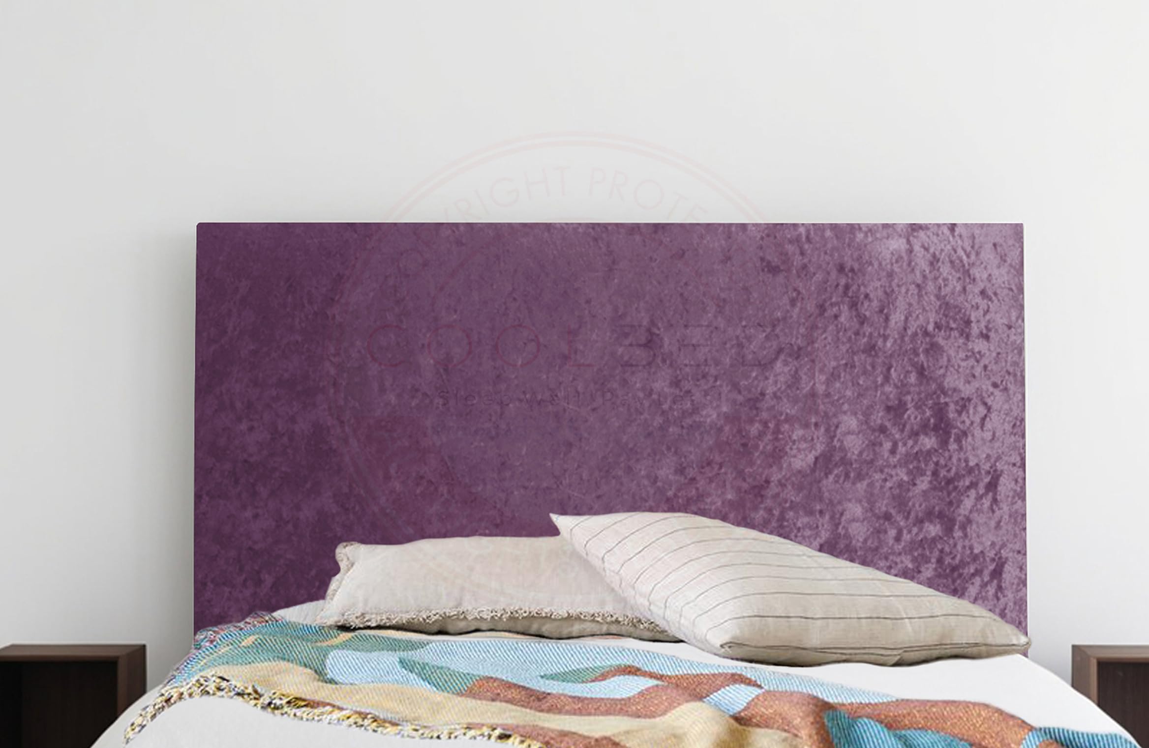 COOL BED Purple Crushed Velvet Plain 4FT - Small Double Headboard | Divan Bed Headboard | Headboards for Divan Beds (Purple, 4FT - Small Double)