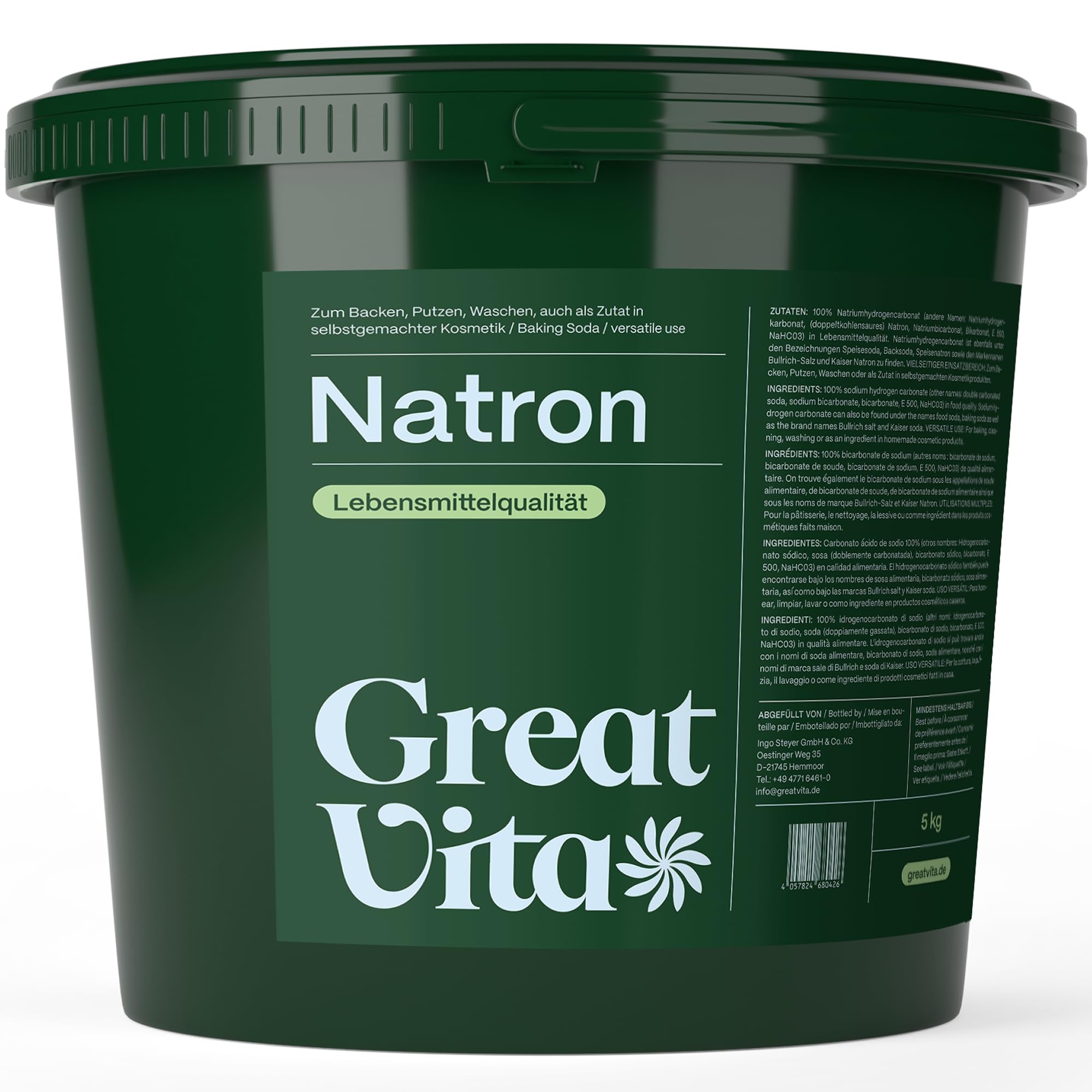 Natron (bicarbonate) Alimentaire 7 Kg - 100% Pur - Qualité Allemagne - Marque Alpha-natura