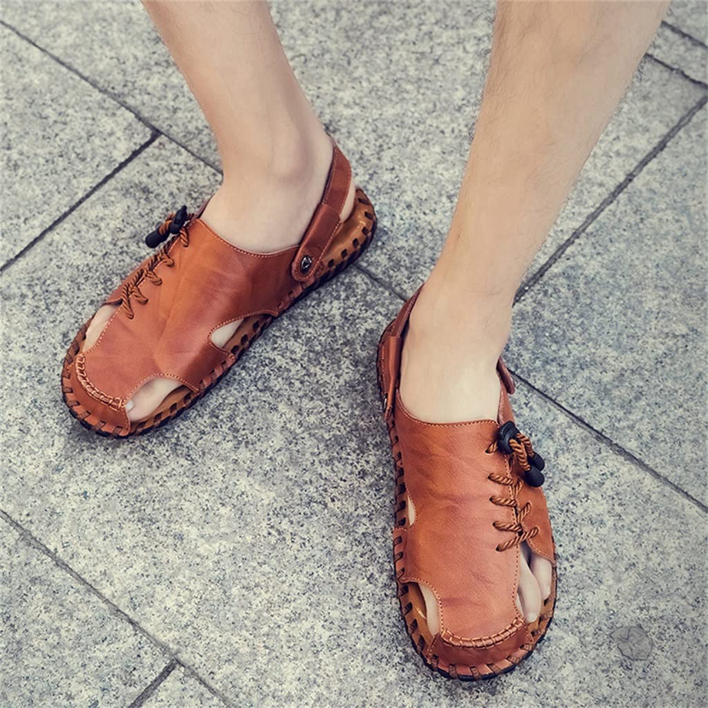 Sandali da Uomo Scarpe da Spiaggia Stile Vera Pelle Sandali Estivi da Uomo per Il Tempo Libero Scarpe Casual (Color : D, Size : 40) (D 46 EU)