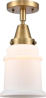 Innovations 447-1C-BB-G181 Transitional One Light Flush Mount from Franklin Restoration Collection in Brushed Brass Finish,