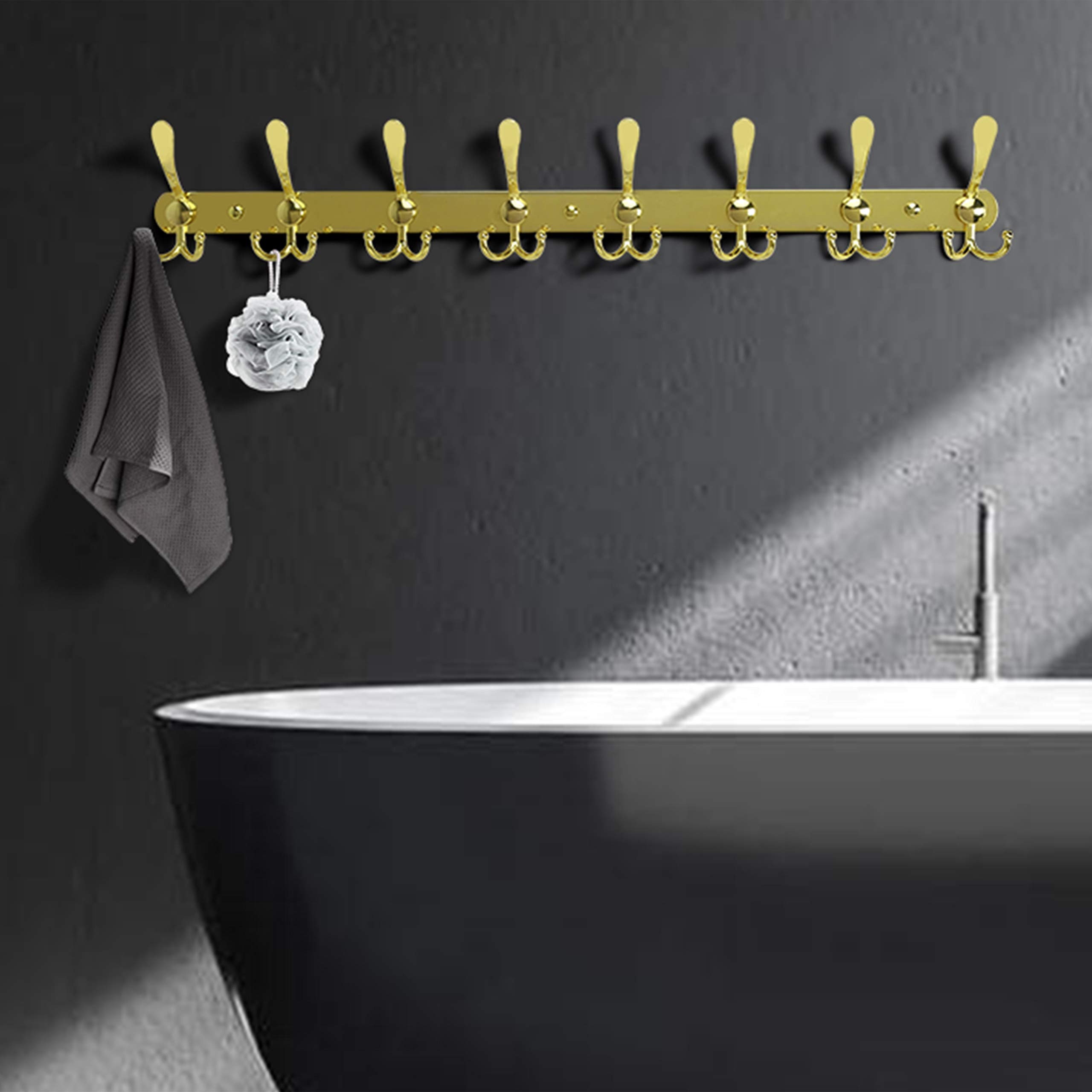 Dseap Coat Rack Wall Mount, 74cm Long 8-Tri-Hooks, Heavy Duty, Stainless Steel - Image 2