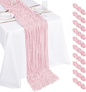 10 Pack Light Pink Cheesecloth Table Runner 17x108 Inch Boho Gauze Cheese Cloth Table