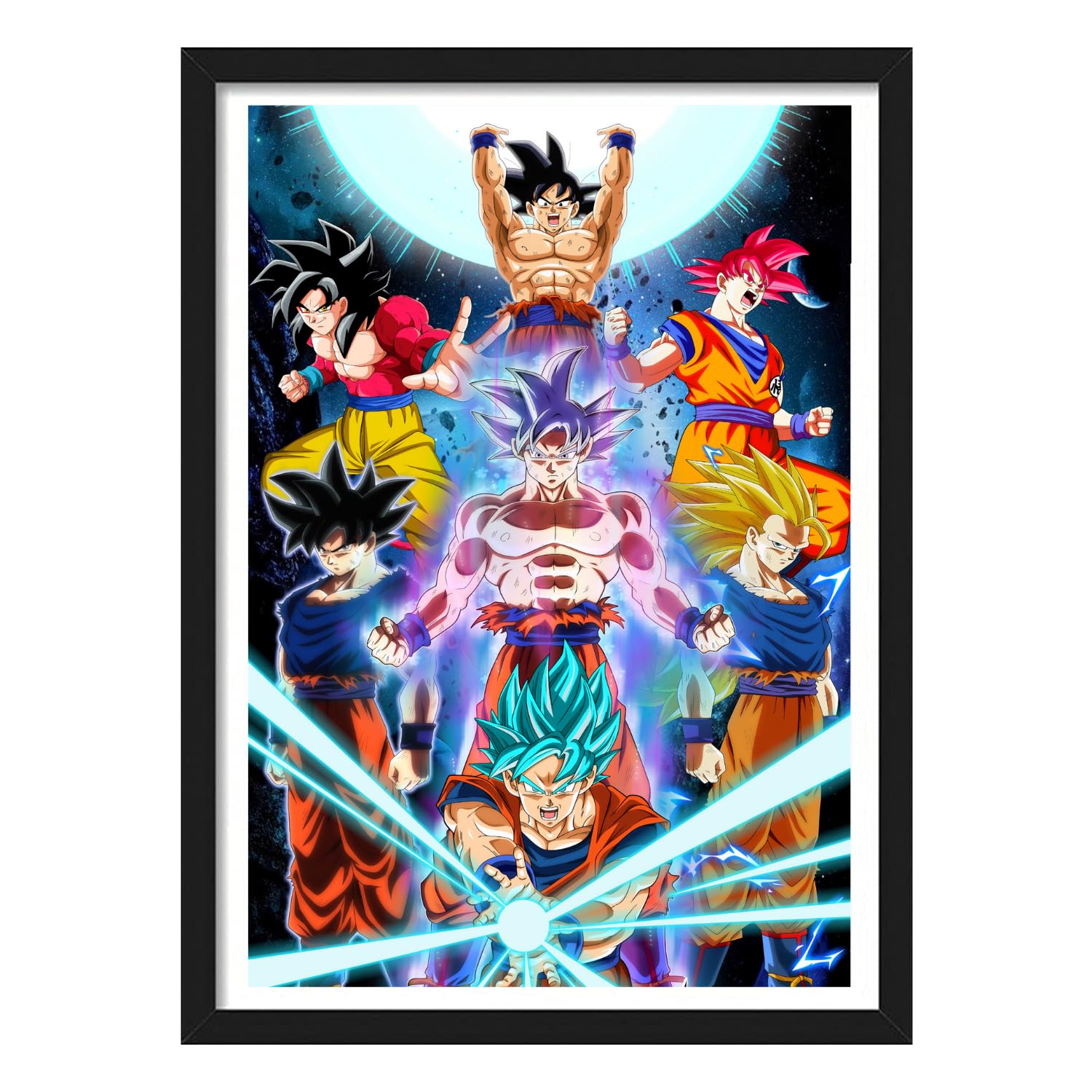 YourCanvas | Son Goku All Forms | Dragon Ball Z Frames | Super Anime | Framed Posters (Black Framed 10×13 inches, Son Goku All Forms)