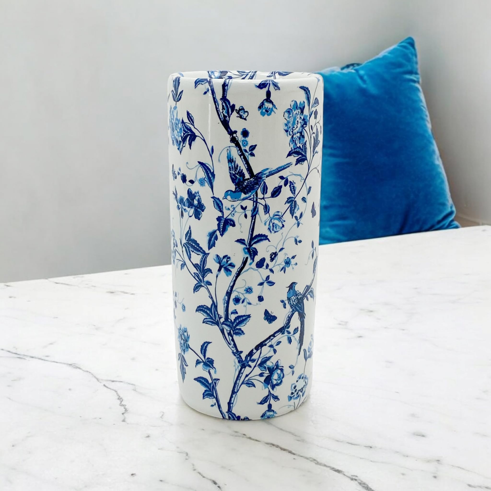 AcaciaHome Portaombrelli rotondo in ceramica resistente, supporto perfetto per casa, ufficio e ingresso, aggiunge un tocco sofisticato agli spazi abitativi per canne e bastoni da passeggio (uccello