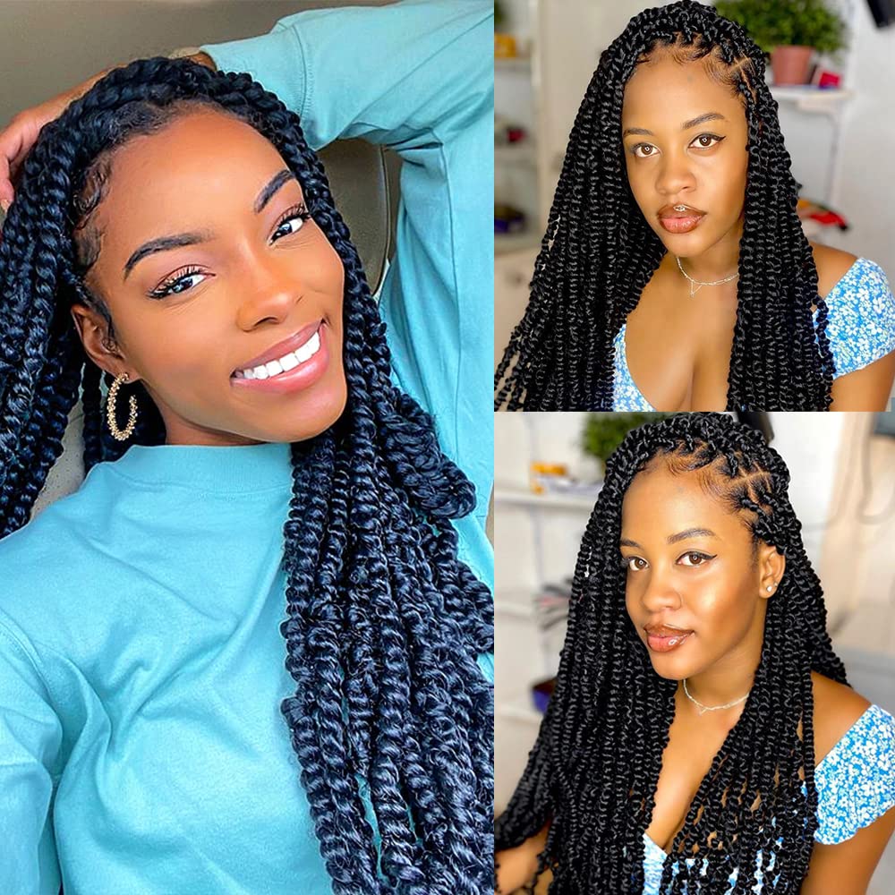 Amazon.com : 7 Packs Passion Twist Hair Water Wave Crochet Braiding Hair  for Black Women Pre Twisted Curly Natural Color Hair Pre-Looped Synthetic  Passion Twist Crochet Hair Extensions with 1 Crochet needle