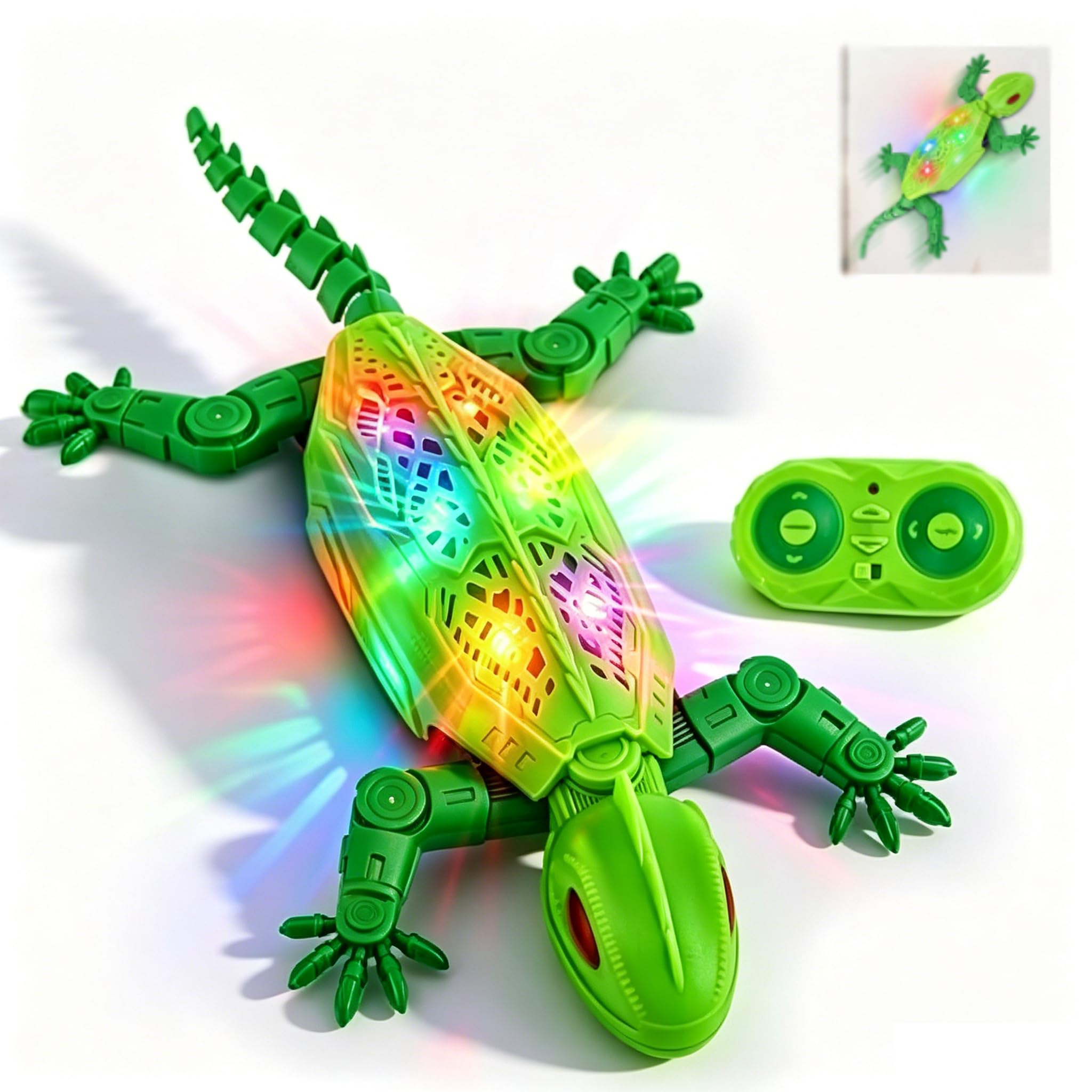 VeftBltrem Wall Crawler Gecko, Wall Climbing Gecko Toy with LED Eyes, 360°Rotation, Rechargeable, Remote Control Kids Toys, Climbs up Walls Games for 3 4 5 6 7 8 Year Old Boys Gifts
