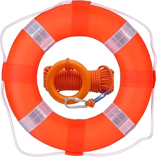 20 Inch Pool Safety Life Preserver Throw Ring Buoy | 50cm, Swim Foam Rings, Swimming Pool Wall Decoration, 98.4FT Water Floating Lifesaving Rope