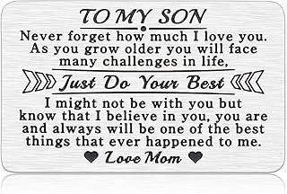 Son Christmas Gifts from Mom To My Son I Love You Wallet Card Insert Gift for Him Inspirational Notes Engraved Inserts Car...