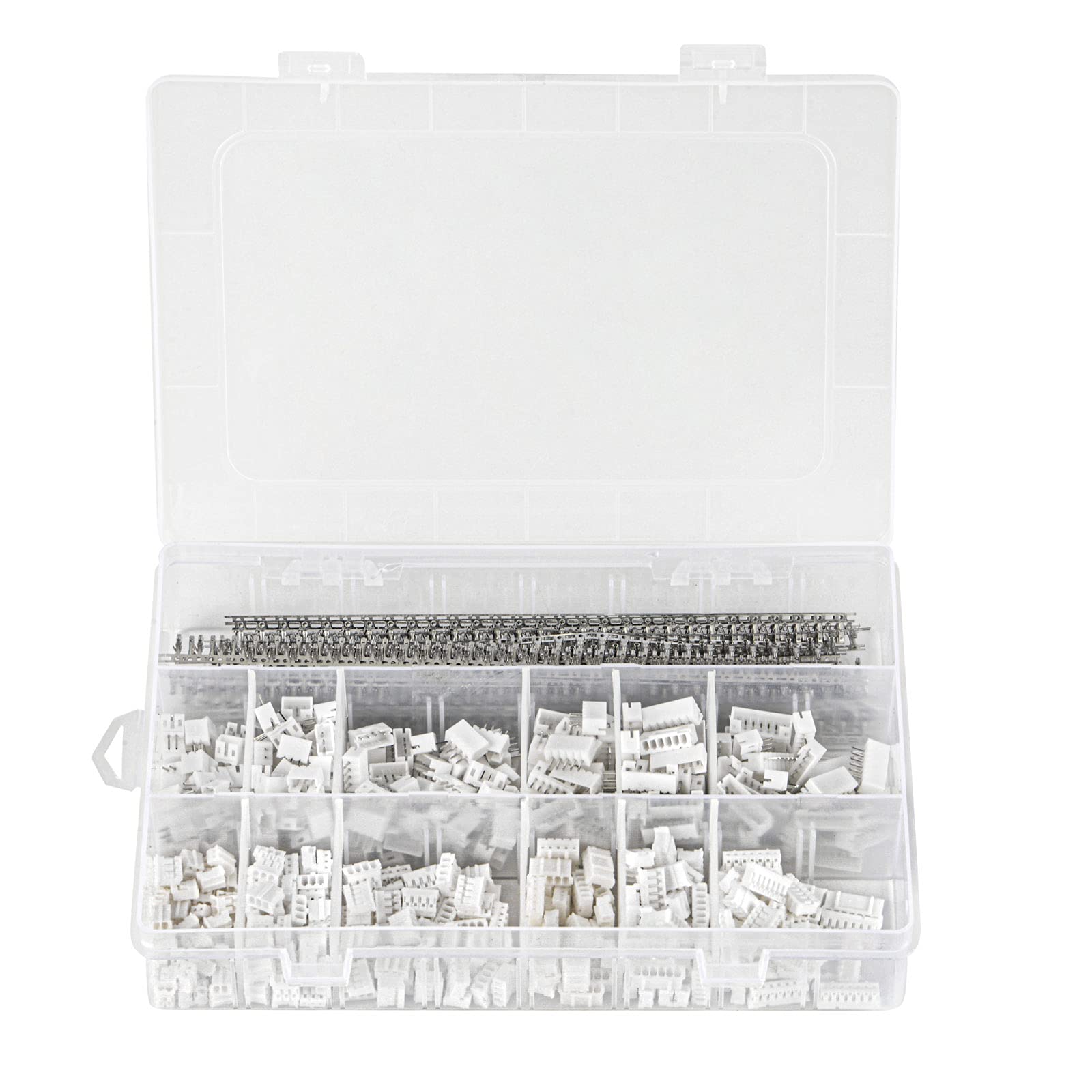 IWISS1470pcs 2.0mm Connector Kit, Compatible with JST-PH, Includes 2/3/4/5/6/7 Pin Housing Adapter Cable Connector Socket Male and and Female with Female Pin Crimping Dip