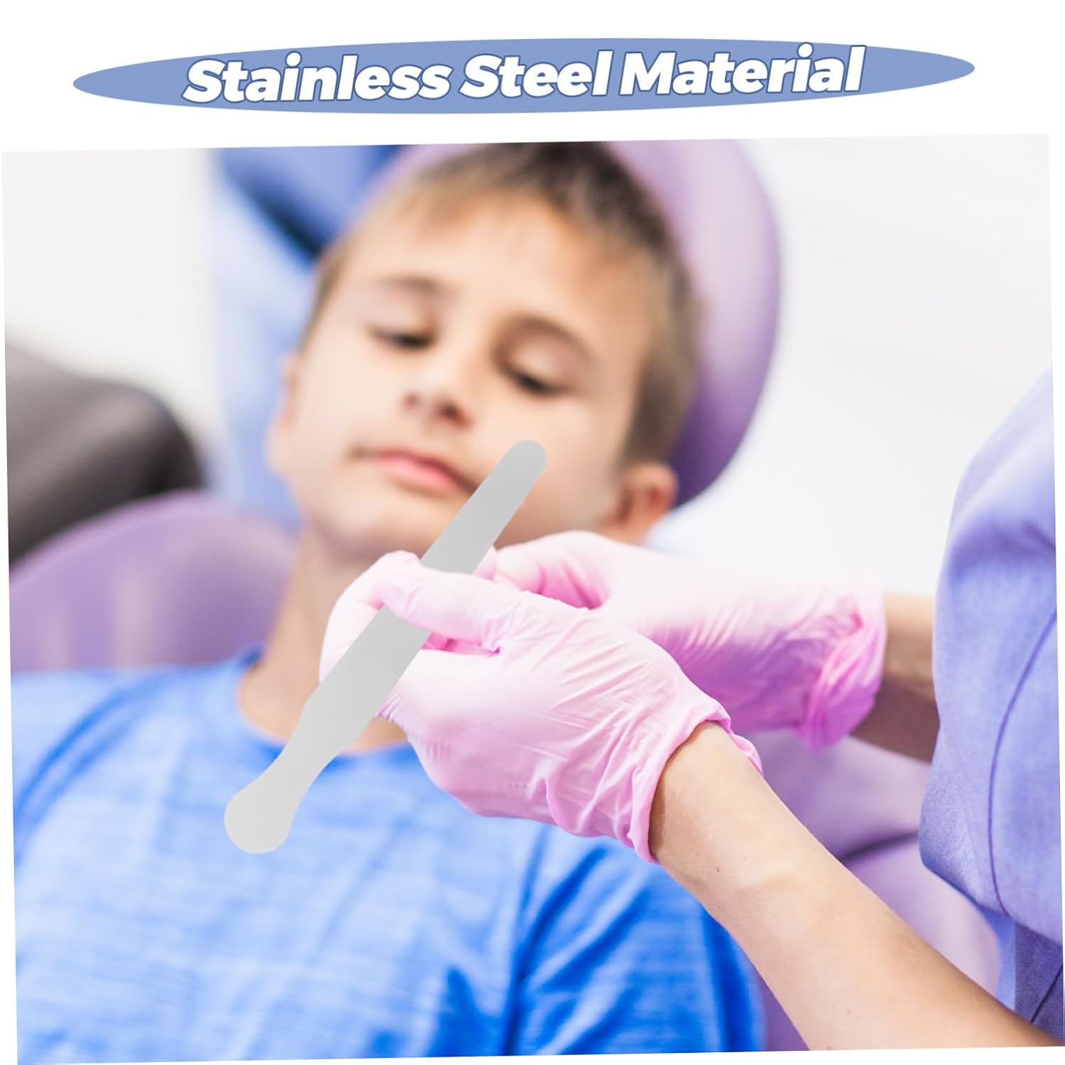 GLEAVI Child Development Tool Stainless Steel Tongue Depressors Tongue Scrapers for Boys and Girls Safe Oral Muscle Training