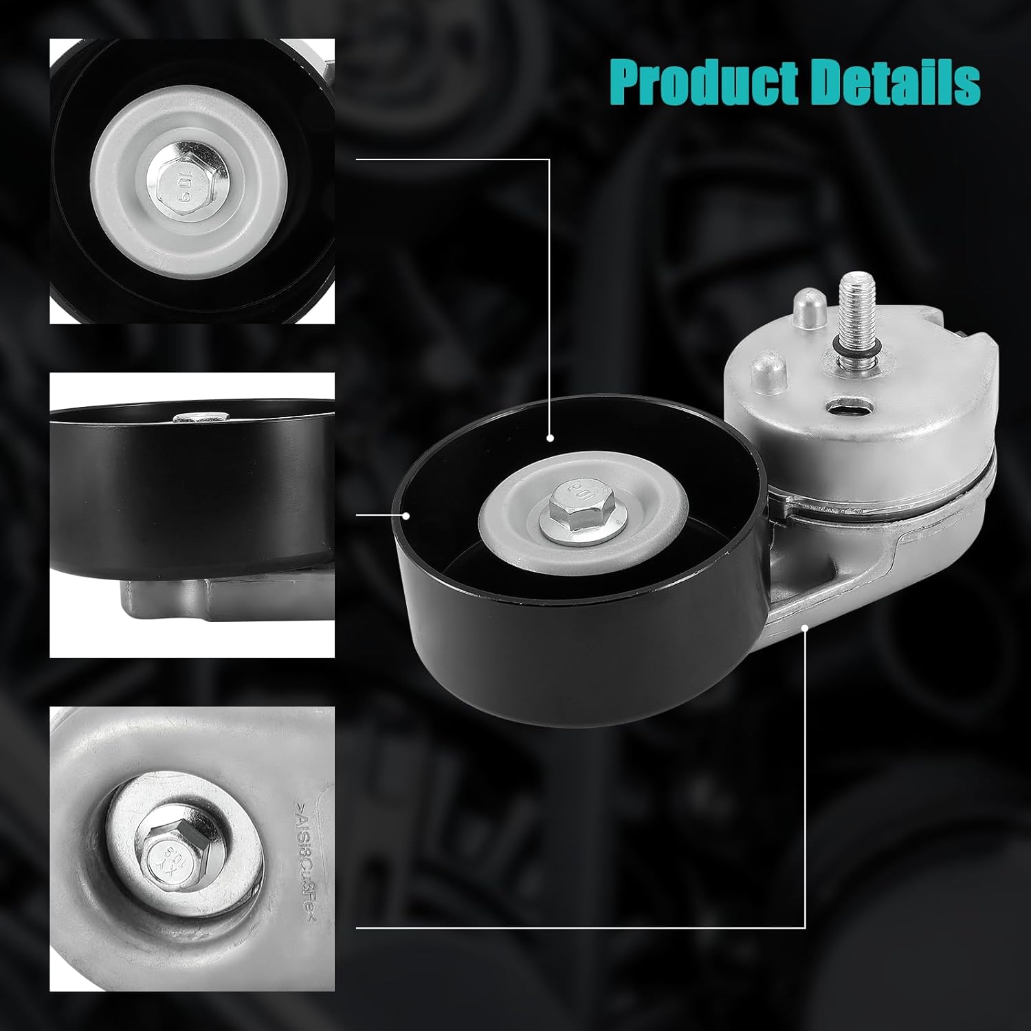 AULINK 39051 A/C Drive Belt Tensioner Assembly with Pulley (6.4L V8) [Air Conditioning] For Ford F-250 F-350 F-450 F-550 Super Duty 2008-2010 Diesel Turbocharged 7C3E6B209D 89629