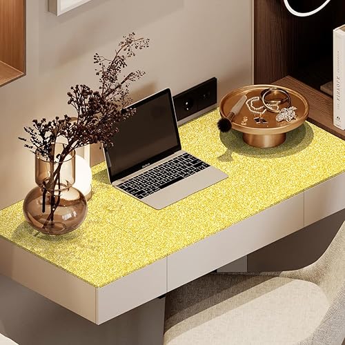 Miniatura 4 de Papel tapiz con purpurina dorada, papel de contacto dorado brillante, 17.7 x 118.1 pulgadas, papel tapiz con purpurina para despegar y pegar,