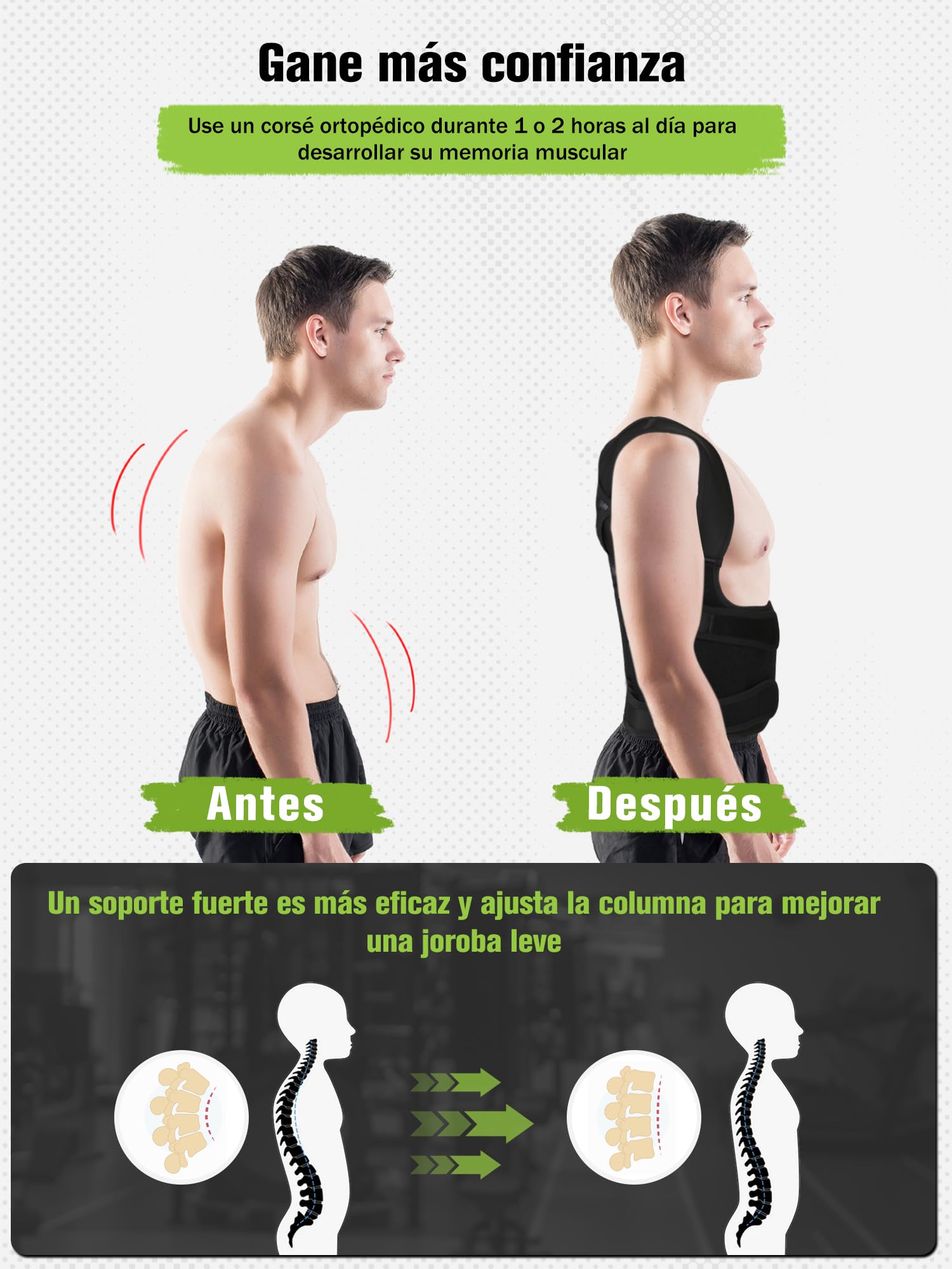 Corrector Postura Espalda para Hombre Mujer: Espalda Recta Correctores Postural - Invisible Transpirable Corregir Fajas para Espalda - Ajustable Soporte Enderezar para Cuello Hombros Lumbar Negro M