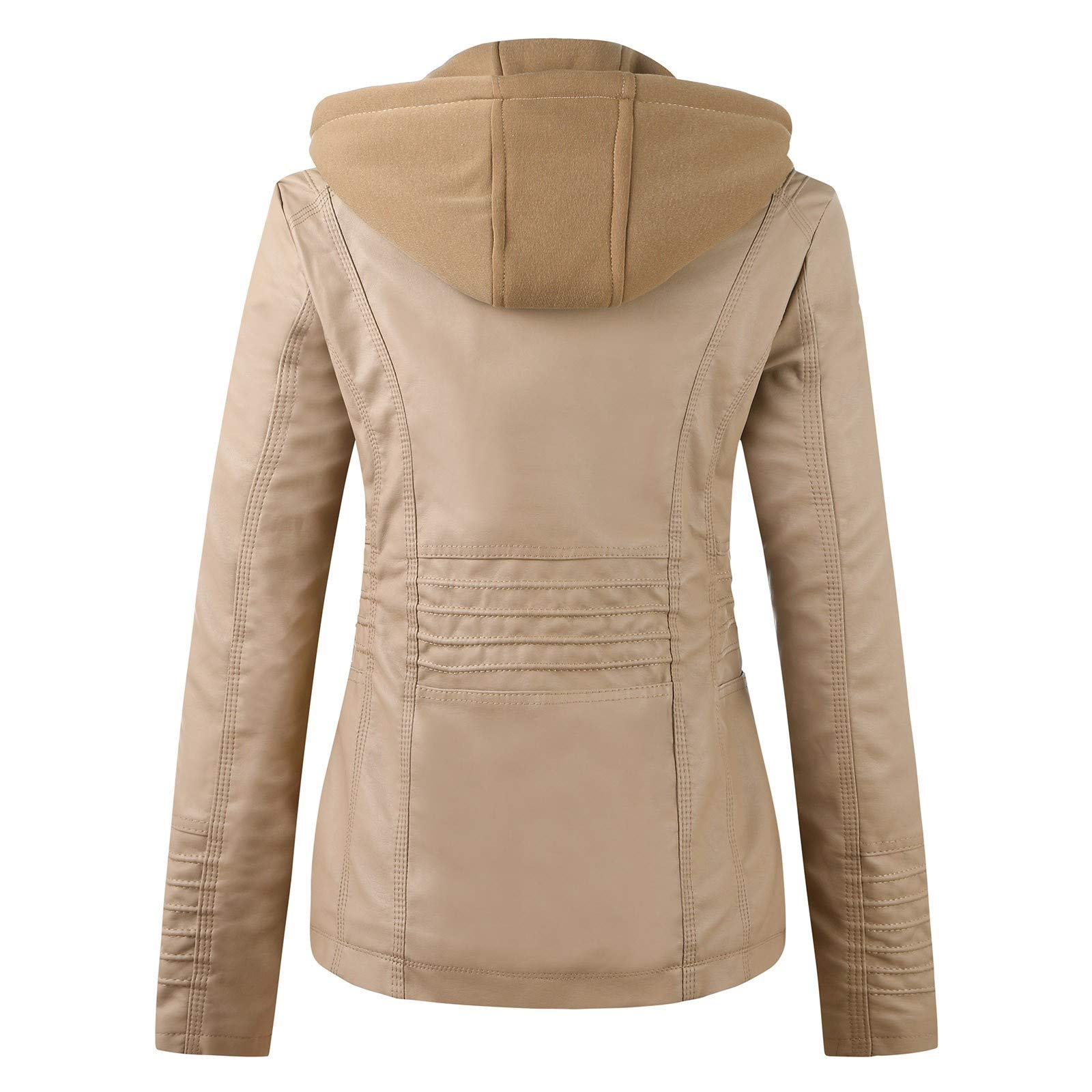 Lederjacke Damen Kunstleder Lederimitat Winterjacke Mit Kapuze Große Größen Herbst/Winter Übergangsjacke Motorradjacke Hoodie Mantel Motorrad Jacke Streetwear Mit Reißverschluss Tasche