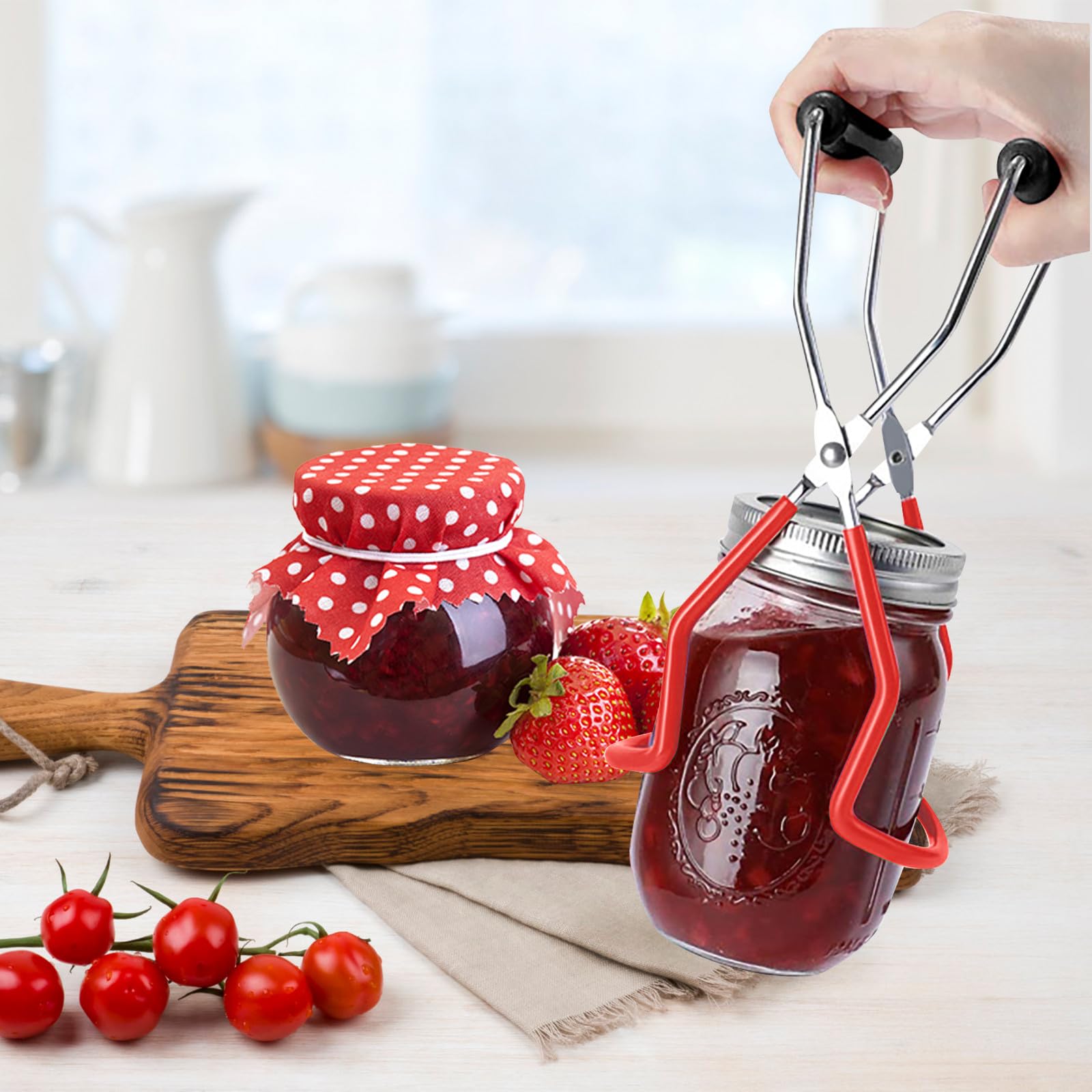 HEMOTON Set Ustensiles Cuisine pour Confiture 7 Pièces en Acier Inoxydable Rouge Accessoires Résistants à l'usure pour Conserver Les Aliments Frais Cuisine