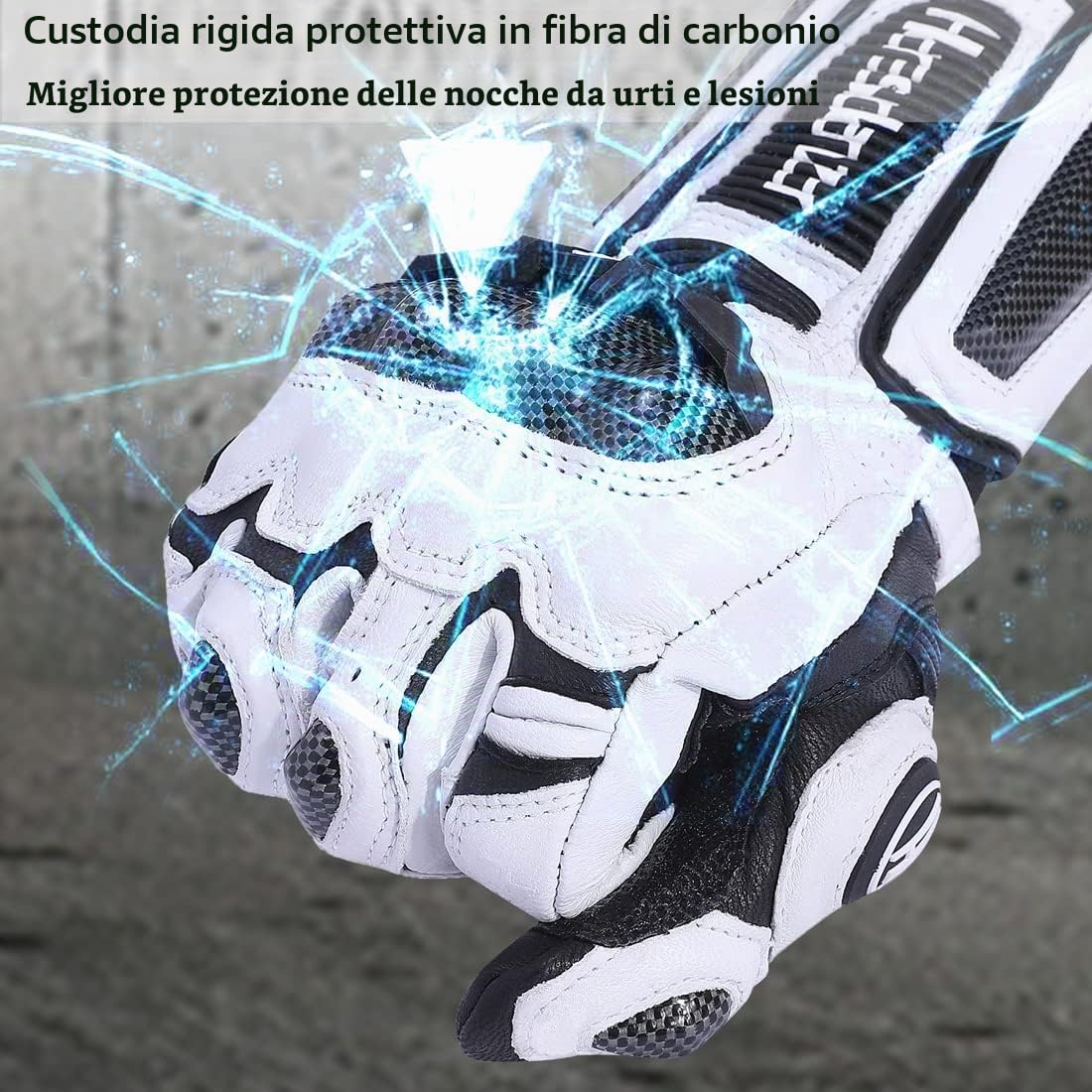 Harssidanzar Guanti da Moto per Uomo e Donna,guanti da moto Powersports con protezione nocche in fibra di carbonio KM045