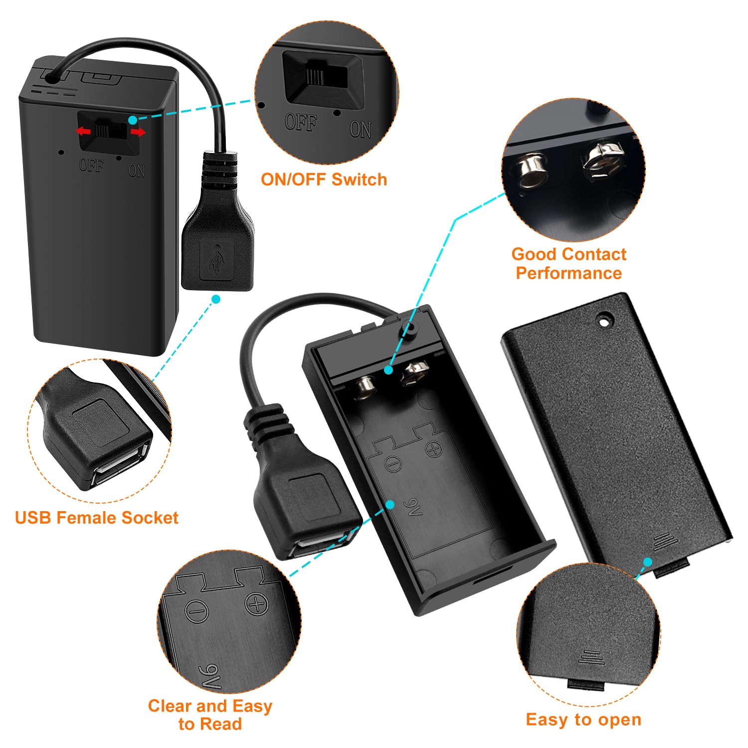 5 Portabatterie 9V Con Interruttore - Per Progetti Fai Da Te E LED - Foto 9