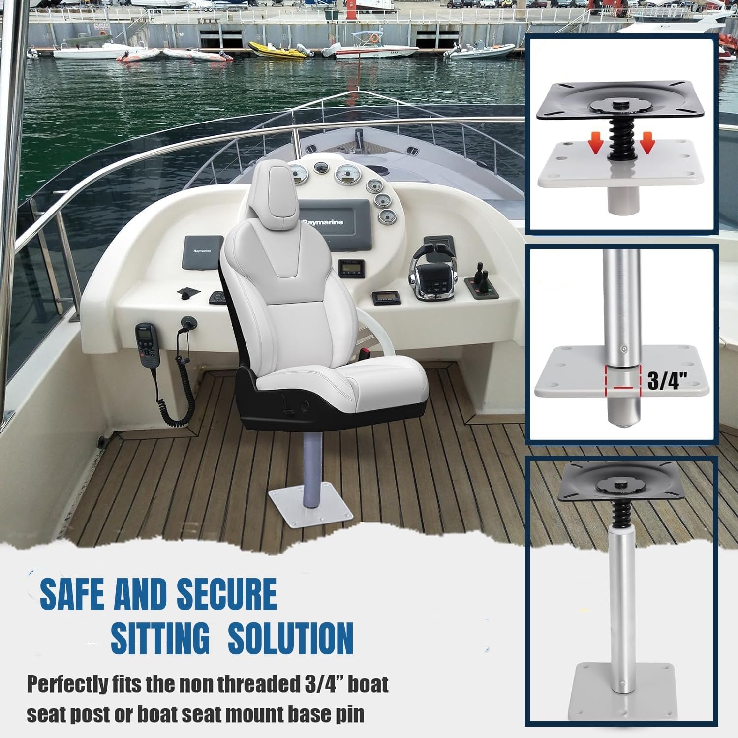 Boat Seat Base 7" x 7" Aluminum Alloy Material 3/4" Pin Post Socket, Heavy Duty Boat Seat Pedestals, Corrosion Resistant, Suitable for Jon Boats, Canoes, bass Boats and Most Other Boat seat Mount