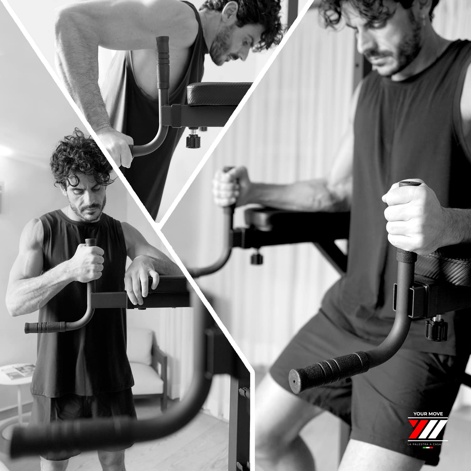 YM Power Tower Stazione Fitness Multifunzione per Flessioni Trazioni Fitness e Addominali, Dip Station Professionale, per Allenarsi a Casa e in Palestra