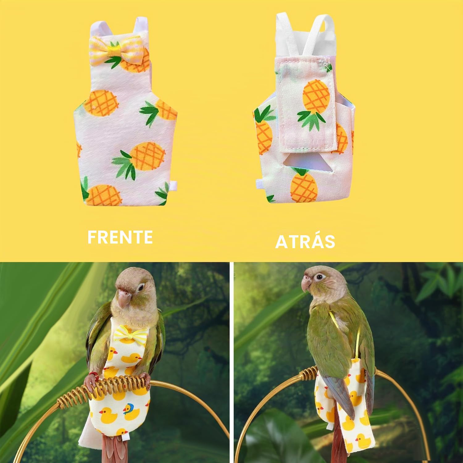 6 pañales FAURAPMNG para pájaros, pañales reutilizables para loros, ropa de cacatúa con cuerda elástica en la espalda, impermeable, capa interior, lavable, pantalones para periquitos, periquitos, mini