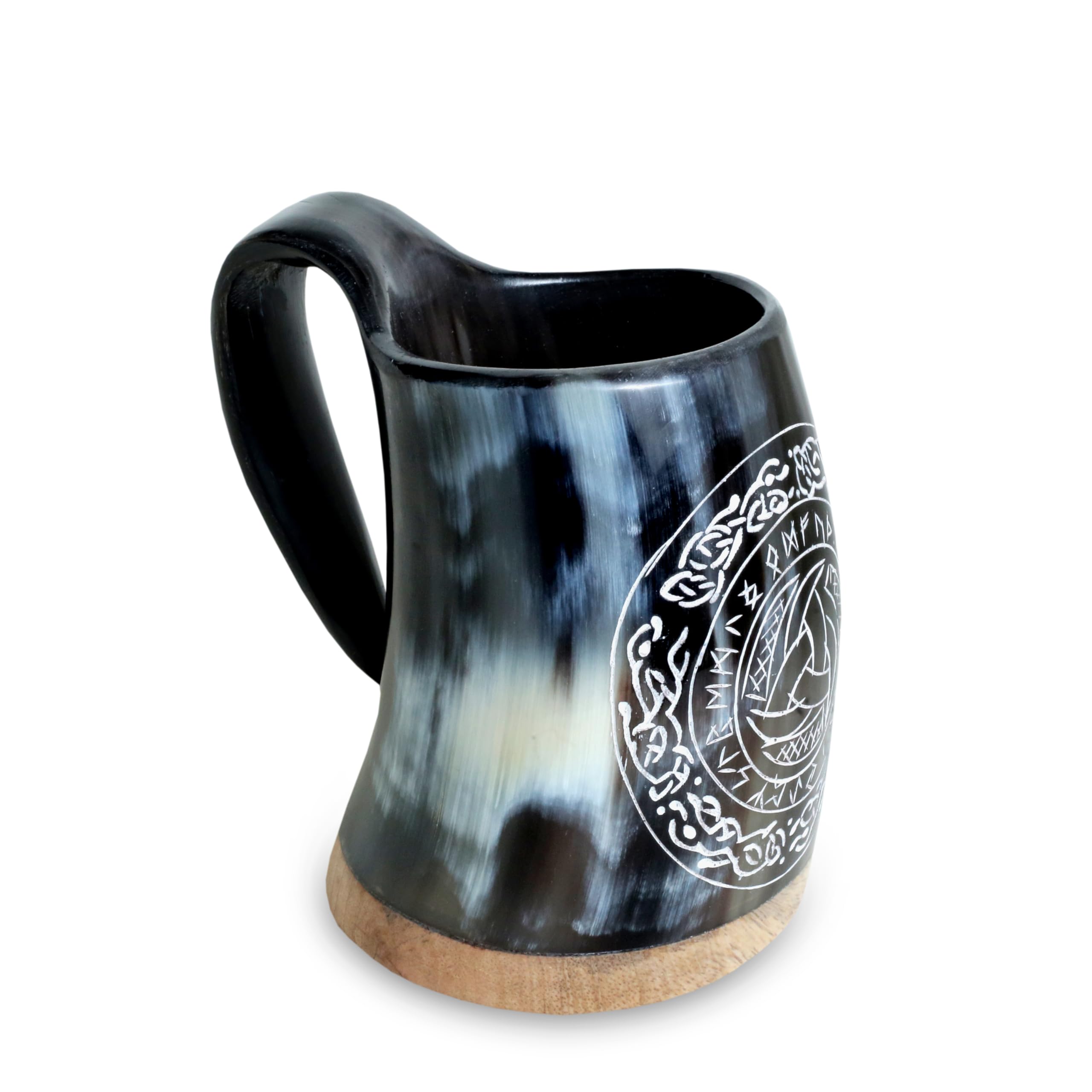 Viking Drinking Horn Mug 100% Authentic Beer Horn Mug Real Handmade Ox Horn Medieval Style Unique Gifts for Men Medieval Style Natural Ox Horn Mug Hot & Cold Drinks