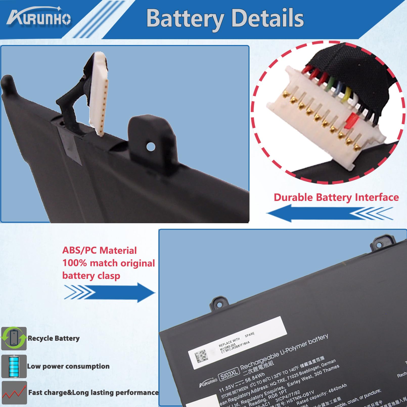 Amazon.com: AURUNHO SI03XL Laptop Battery Replacement for HP