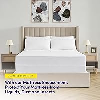 Vista 5 de Protector de colchón tamaño King – Funda de colchón impermeable con cremallera – Membrana de poliéster transpirable – Se adapta a colchones de 10 a