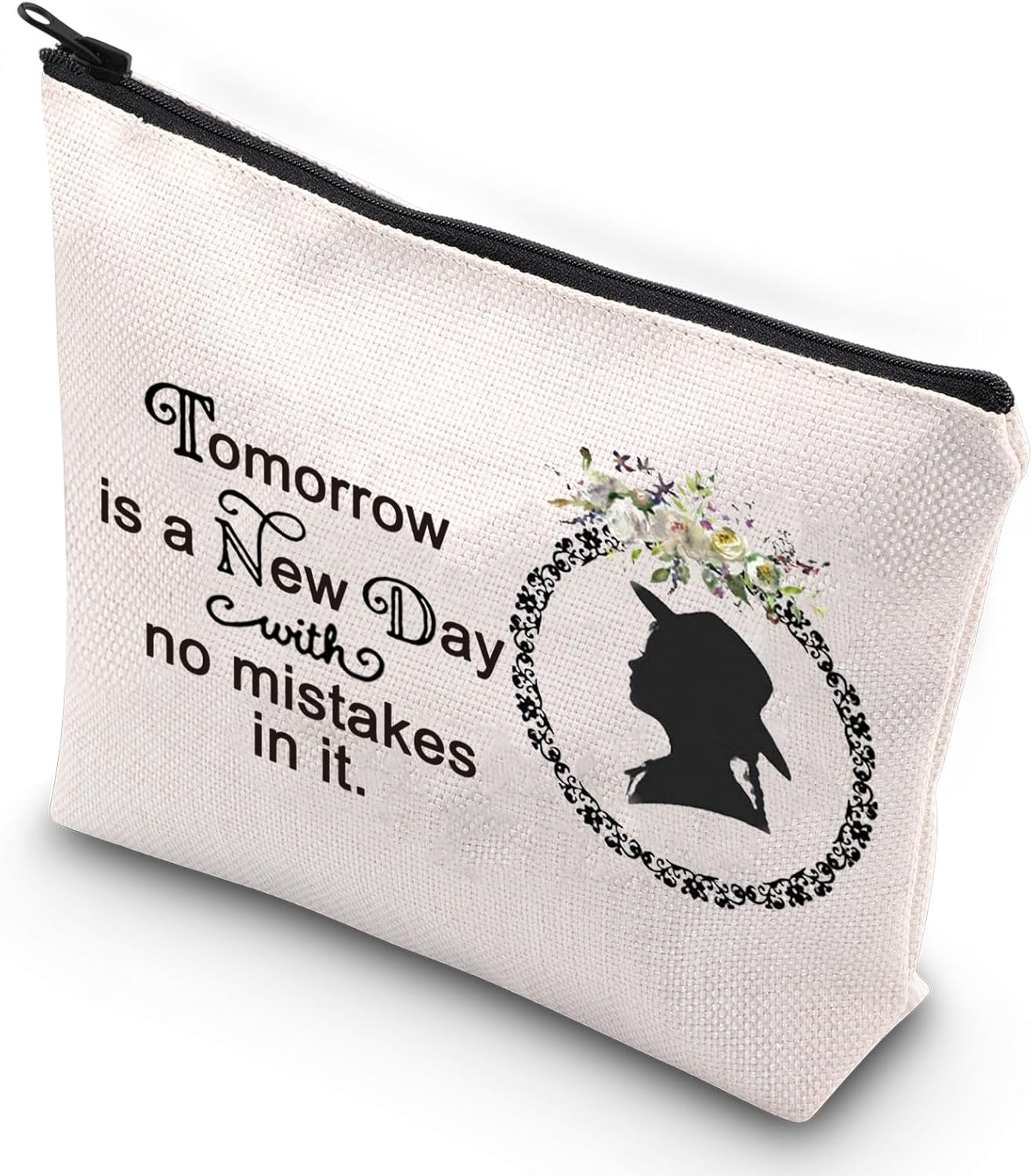 G2TUP Literary Makeup Bag Book Quote Gift Tomorrow is a New Day with No Mistakes in It Anne Fans Cosmetic Bag for Book Lovers (Literary makeup bag)