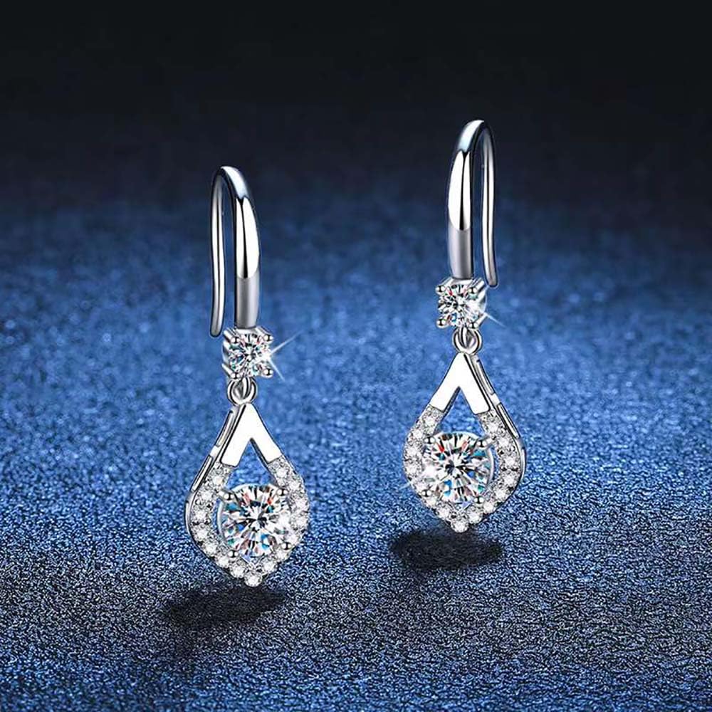 Moissanite Drop Ohrringe Sterling Silber Shining Ohrhaken für Frauen Mama Ihr sie