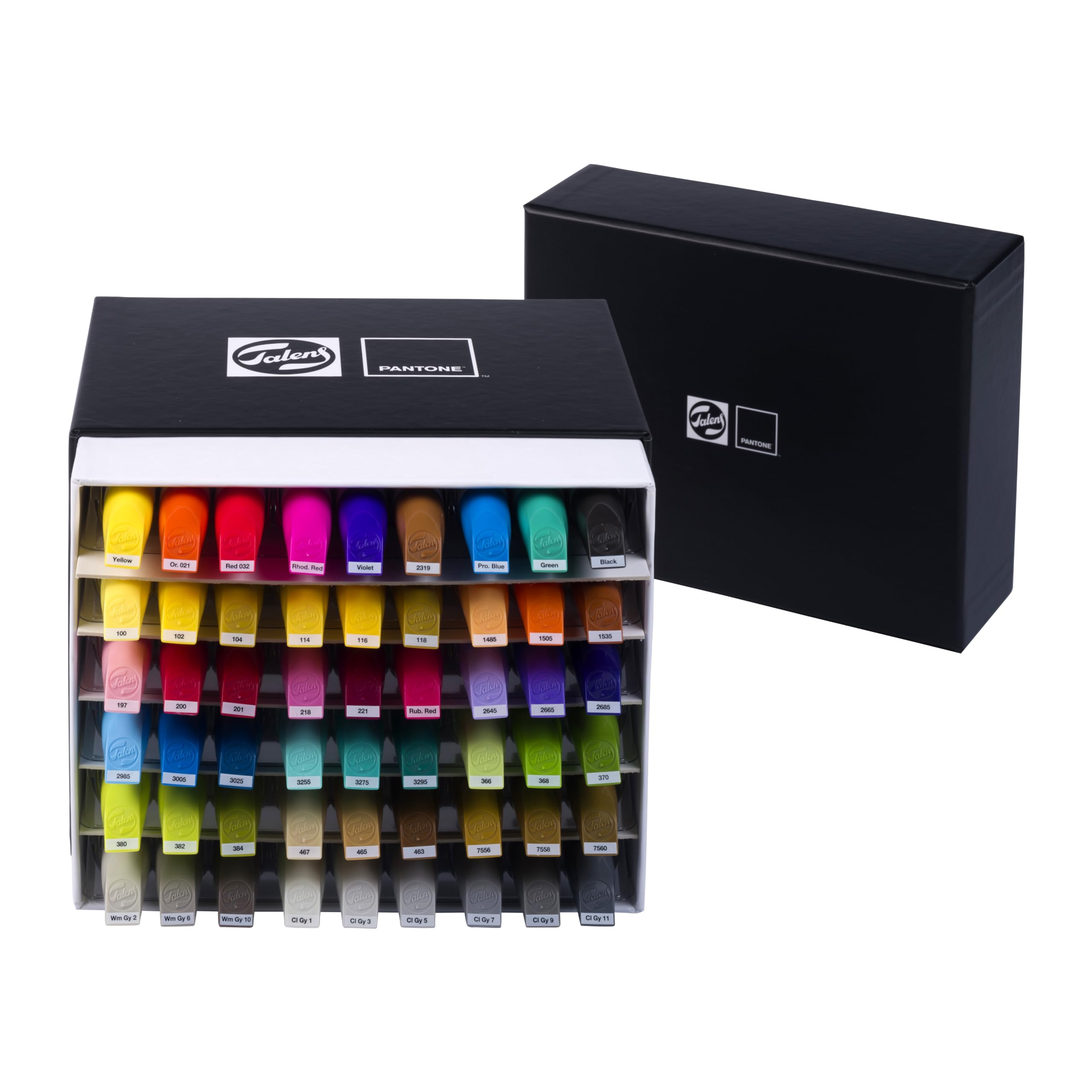 Talens | Pantone Marqueurs Set de 9 Cool Red | Stylo à Deux Pointes | Pointes Pinceau et Biseau | Encre Pigmentées à Base d'Eau en 108 Couleurs Pantone