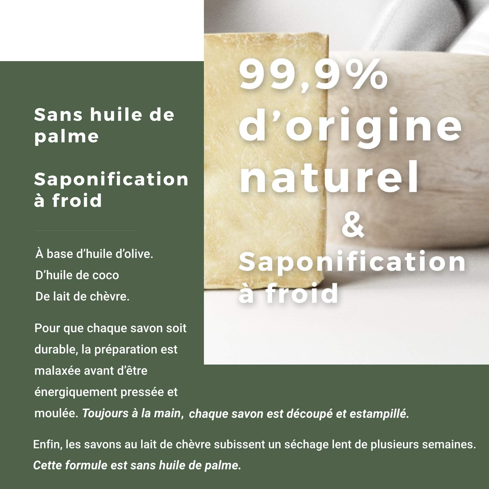 Savon au lait de chèvre frais Bio - Fabrication Française - Peaux ultra sensible type eczémas, psoriasis ou acné - Lot de 2 (2x100g)