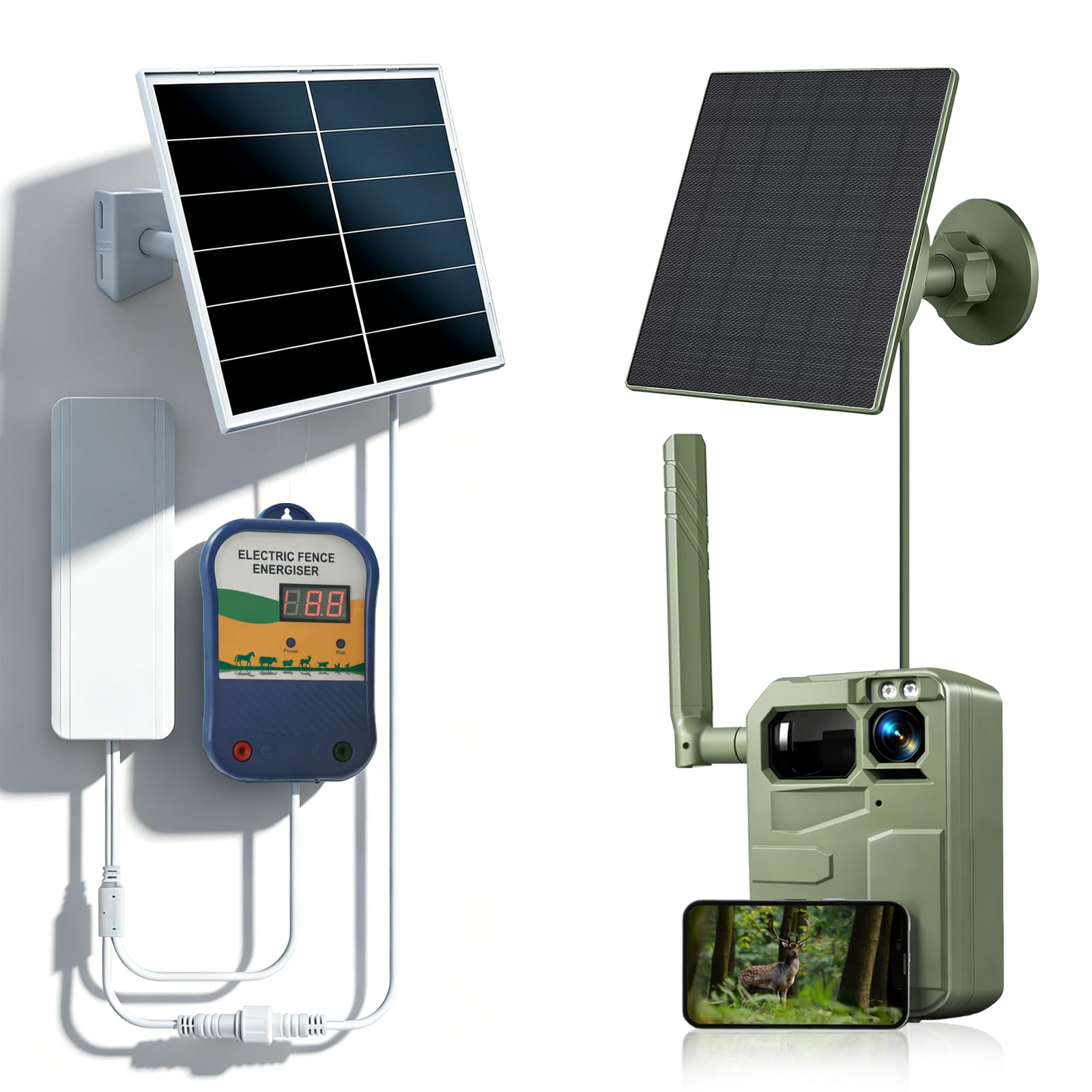 Solar-Ladegerät für Elektrozaun, 20 W, mit Trail-Kamera, 1,5 J, 12 kV