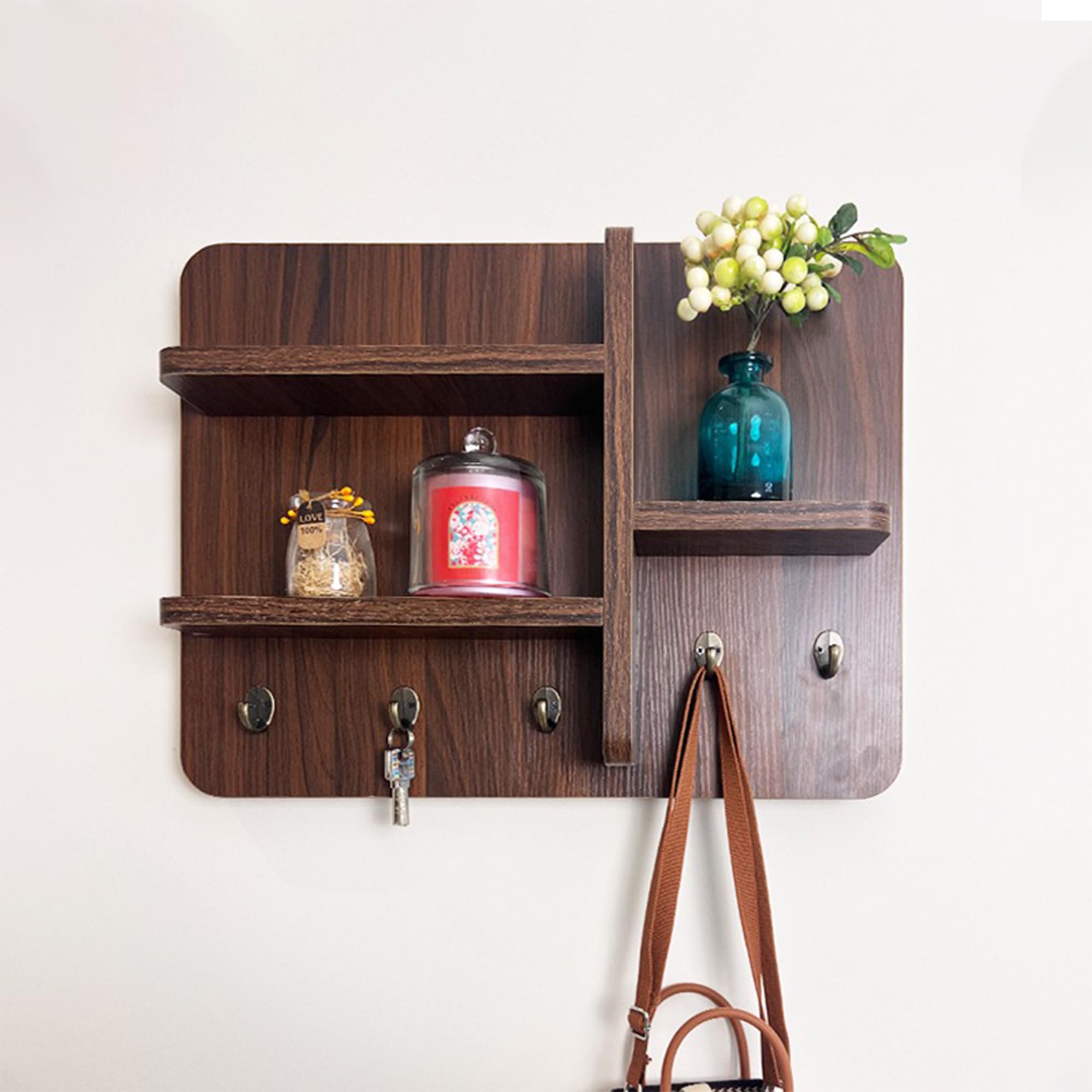 Walnut Wood Breaker Box Decorative Cover with Shelf Electric Meter Box Decorative Hide Electrical Panel Covers Wall Mounted for Living Room Home Offices Wall,Walnut b,13.8x17.7in