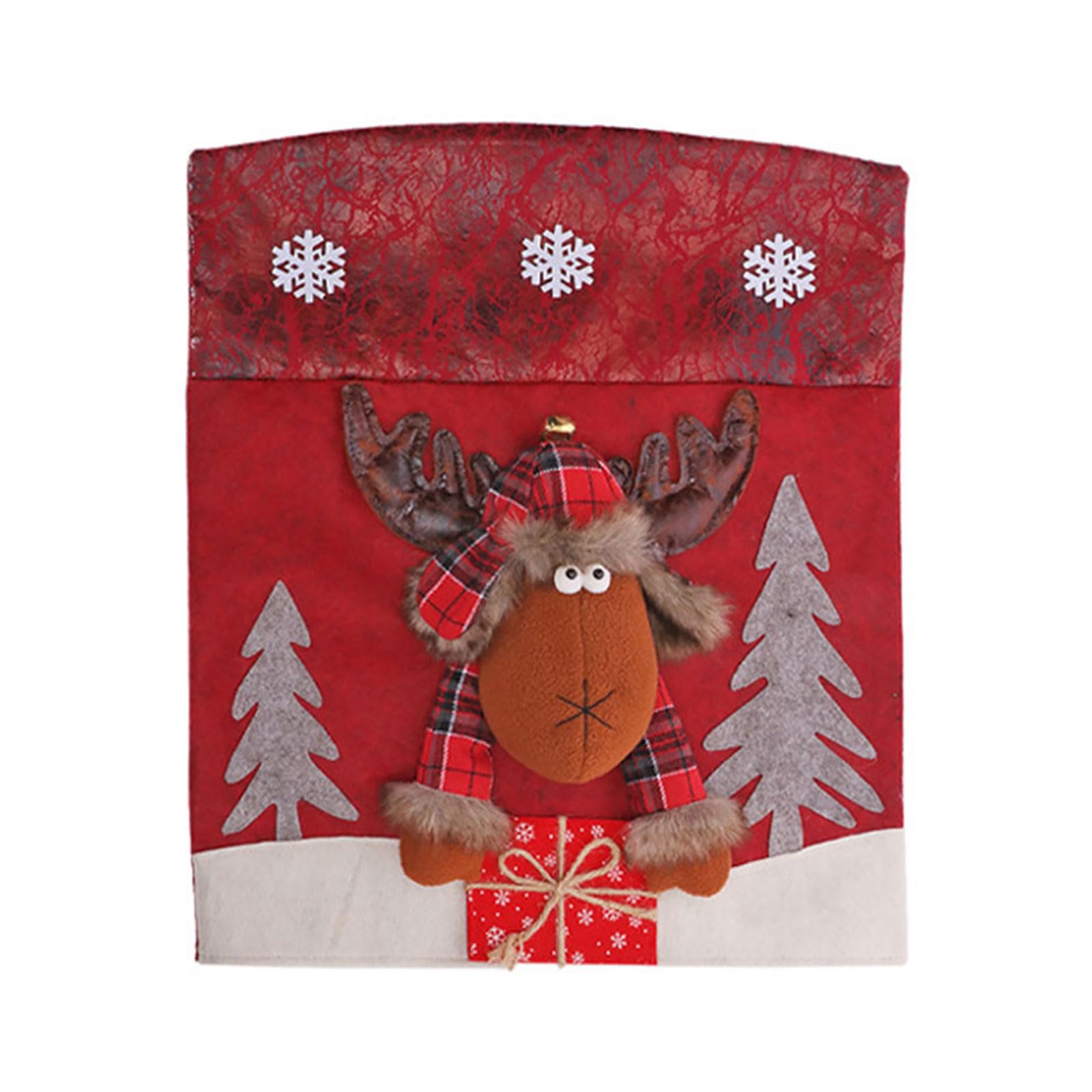 Jazuaiao Holiday Chair Covers Santa Snowmans Design Nonwoven Effortless Installation Decoration Snowmans Christmas Chair Protectors