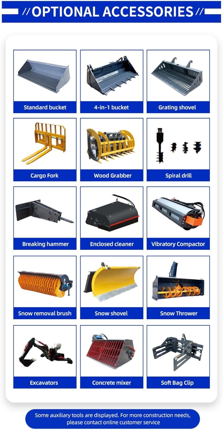 Mini Skid Steer Loader Compact Track Loader with Rated Capacity, Stand On Skid Loader for Material Moving Digging and Ground Work