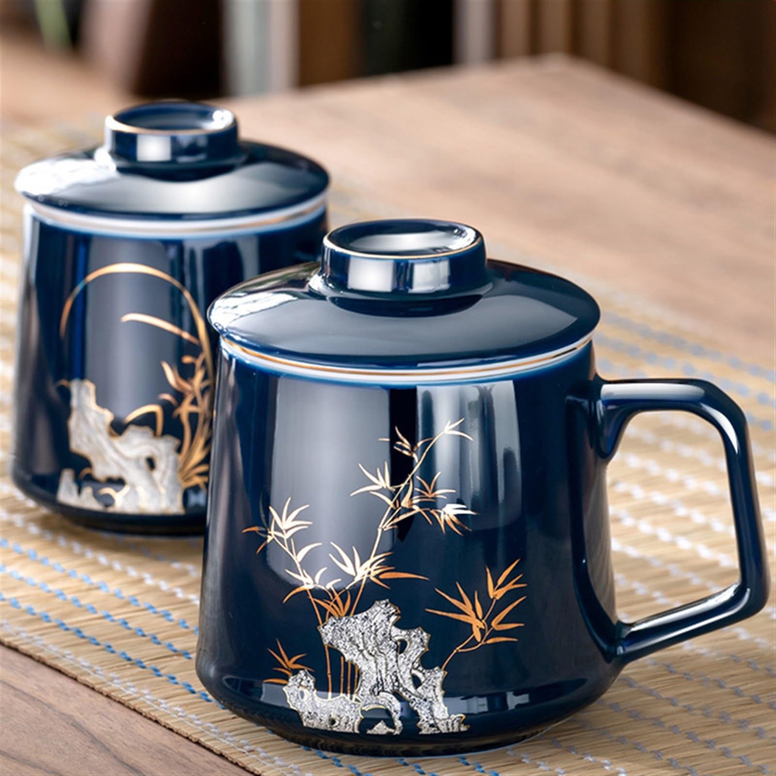 Taza de té de cerámica resistente al calor, tazas de té chino de alta calidad para el hogar y práctico juego de té de Kung Fu, juego de té de viaje para los amantes del té (juego de bambú)