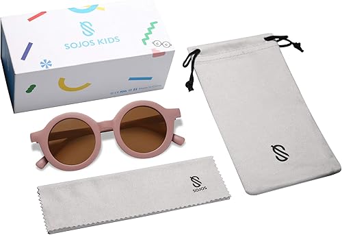 Miniatura 5 de SOJOS - Lentes de sol redondos polarizados para niños y niñas, protección ultravioleta 400 (UV400), lentes de sol para las vacaciones en la playa