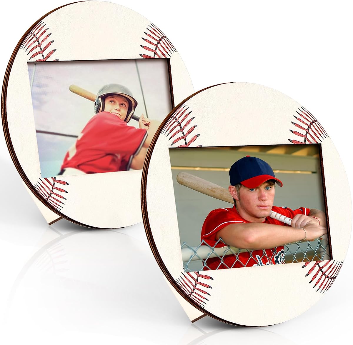 clothmile 2 Pieces Baseball Picture Frame 4x6 Sport Themed Wooden Photo Frame Base Balls Photo Frame Horizontally Vertically Used for Wall Decor Hanging or Tabletop Display