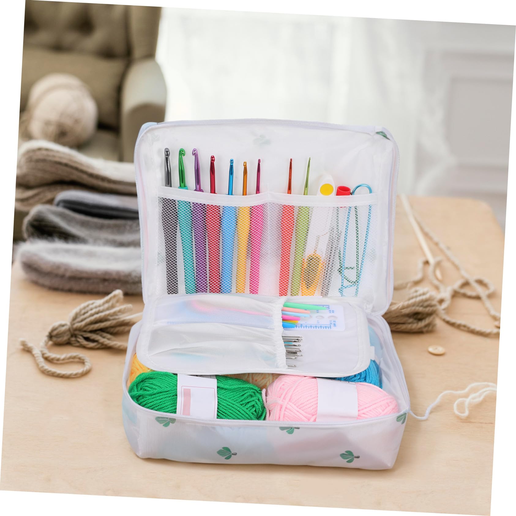 Parliky Kit di Strumenti per Uncinetto con Ferri Filato e Borsa per Trasporto Completo per Principianti e Lavori Artigianali di Maglieria