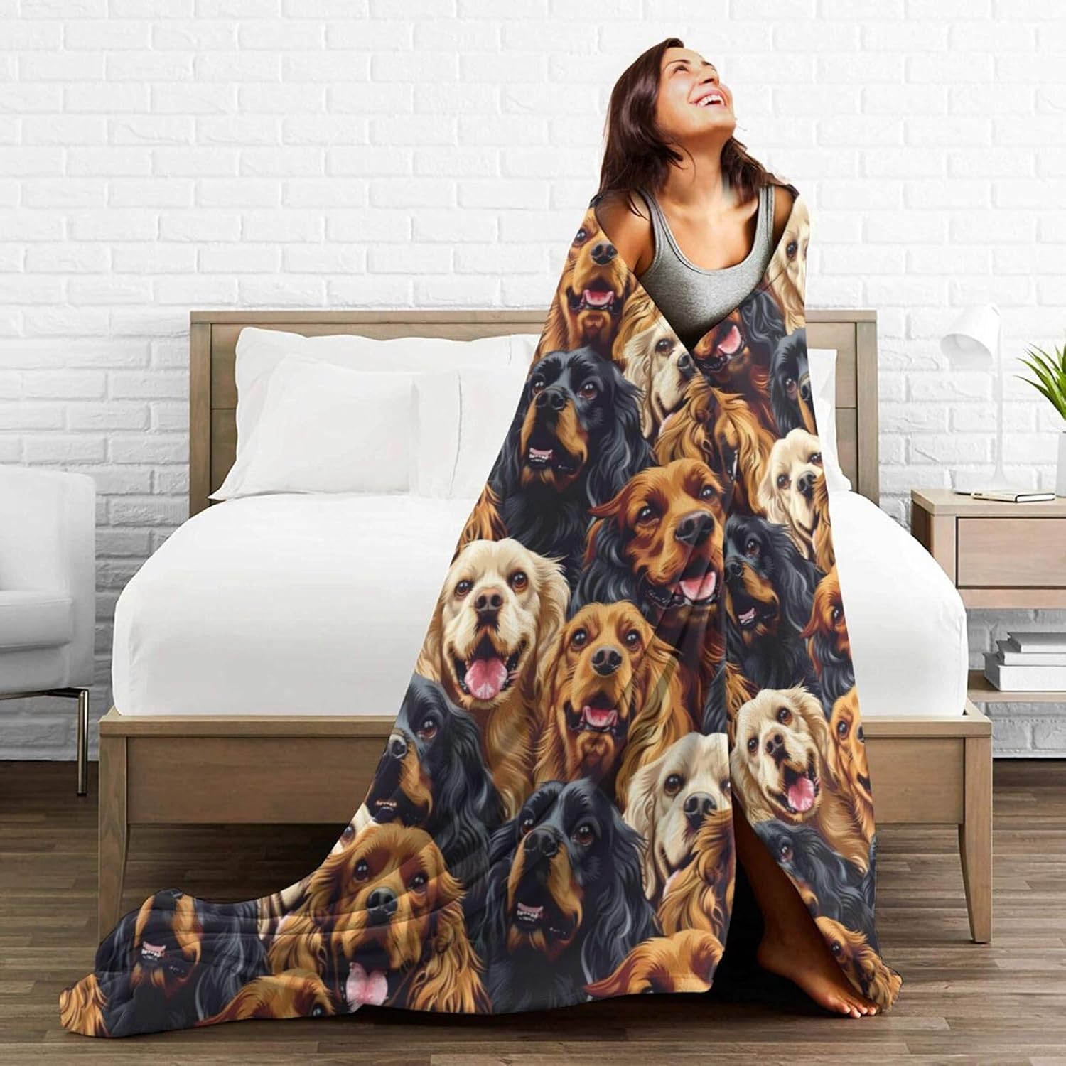 Cocker Spaniel Dog Blanket 50"x60", Cute Pet Throw Blankets, Gifts for Women Girls Kids, Soft Lightweight Fleece for Sofa Room Couch Bed Travel Modern Decor - Image 6