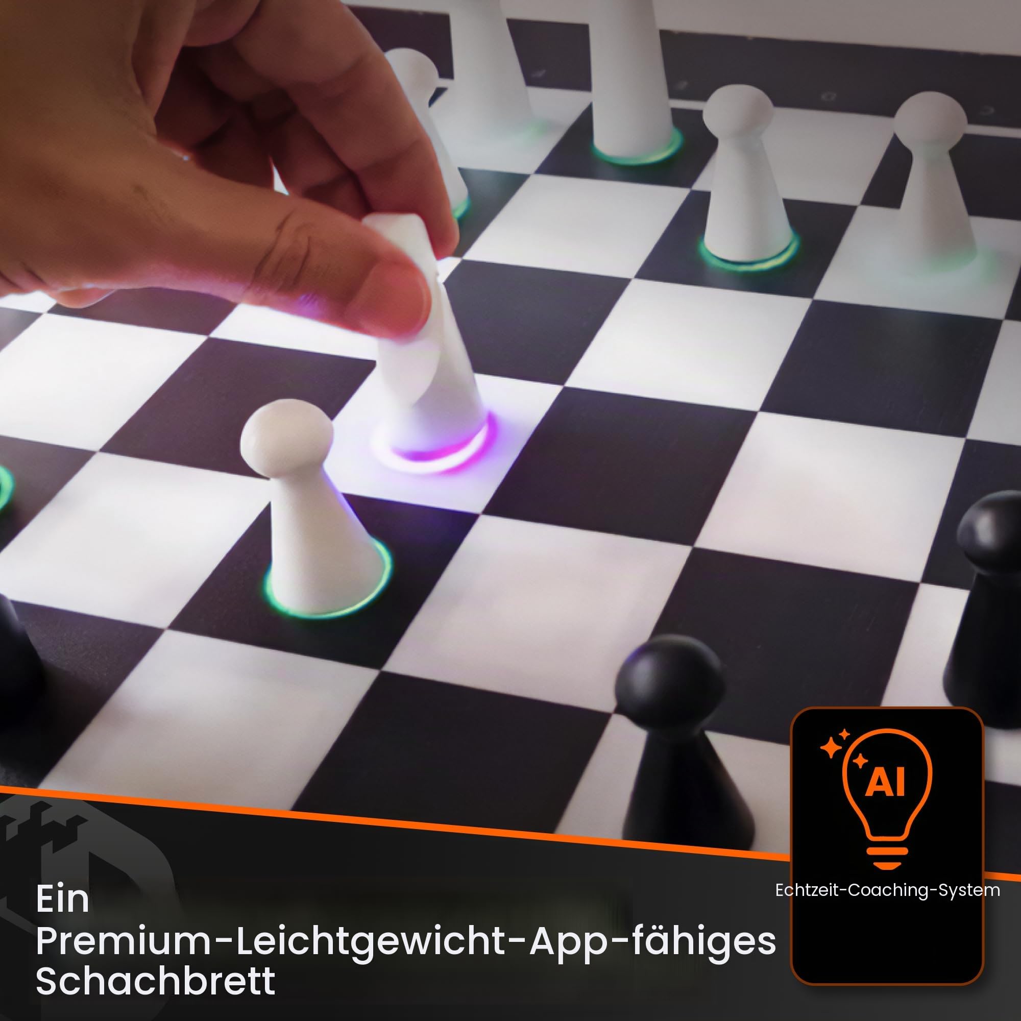 GoChess Mini - Elektronisches Smart-Schachbrett-Set für alle Spielstärken | Farbige Coaching-Lichter in Echtzeit. 32 Schwierigkeitsstufen und Online-Spiel. Verbindung zu Lichess und Chess.com