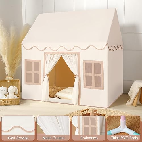 Miniatura 8 de Senodeer Tienda de campaña para niños con luces de estrellas, guirnalda de tejidos, tienda de campaña para niños pequeños, casa de juegos para