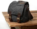 Waterproof Canvas Leather Trim DSLR SLR Shockproof Camera Shoulder Messenger Bag­ (Dark Grey)