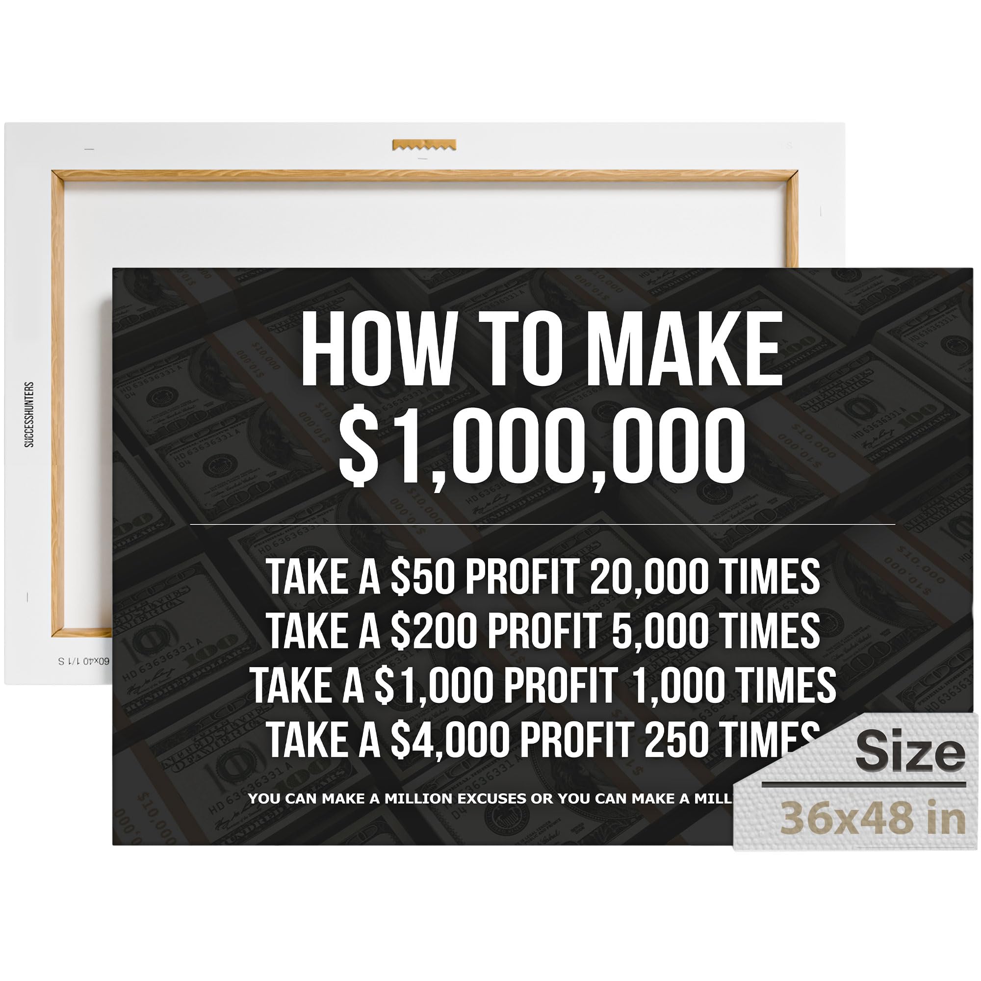 1 Million Dollars Canva, Motivational Canvas, Bedroom and Office Decor, How to Make One M…