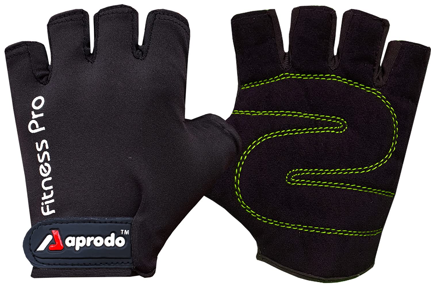 Aprodo Fitness Pro Gym Gloves for Beginners, for Men and Women, Free Size (Black Green)-image-23